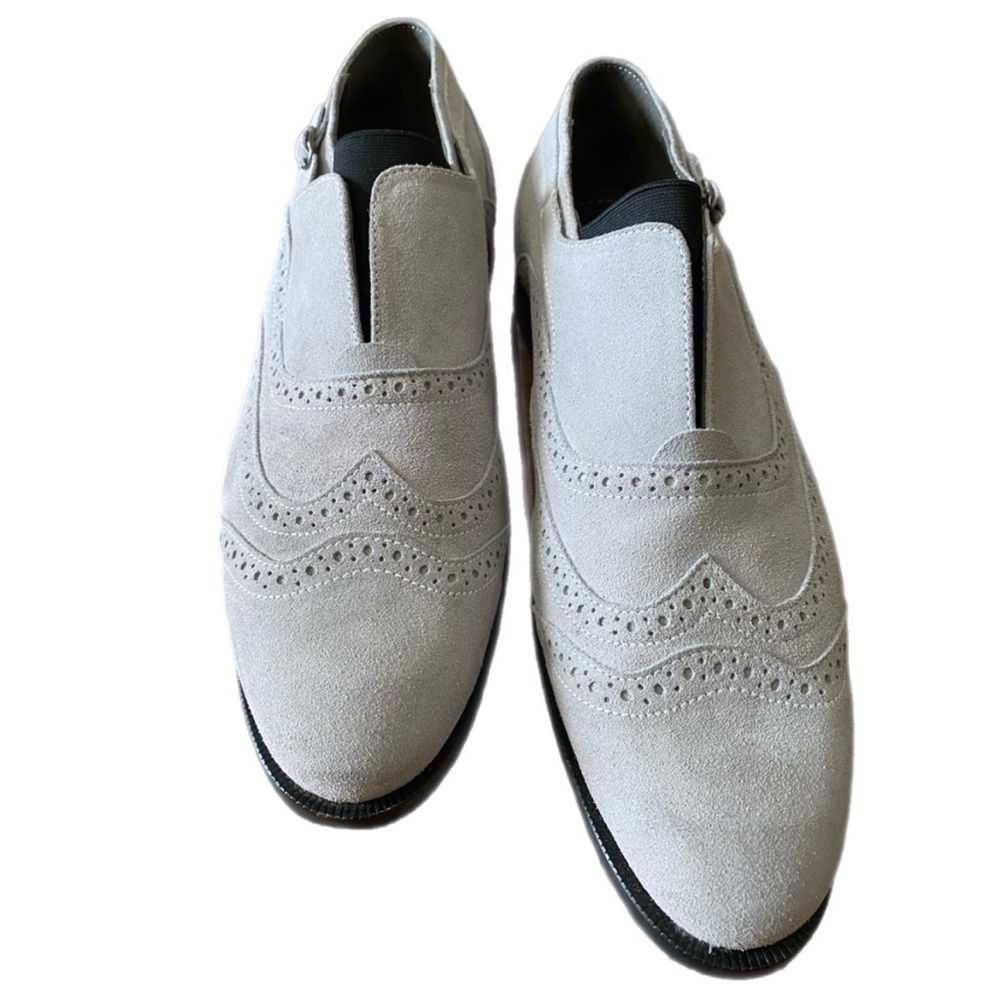GIROTTI MENS oxfords/derby soft leather designer dress shoes size 44 buckle slip